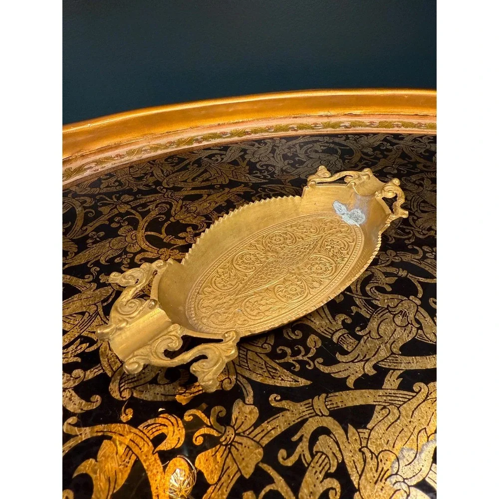 Antique Ornate‎ Brass Ashtray: Victorian Vanity Catch-All Tray